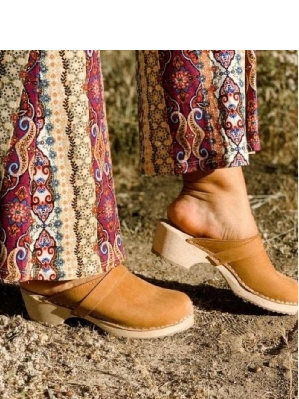 NWOT Lotta From Stockholm Clogs Tan Suede Block Heel Slip On Sweden 38/ US 7.5